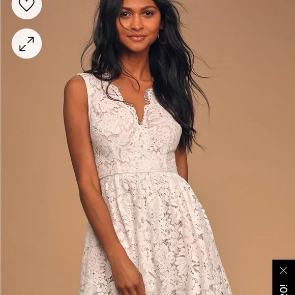 Lulus Love Swept White Lace midi skater dress with pockets NWT Brides - Picture 4 of 9